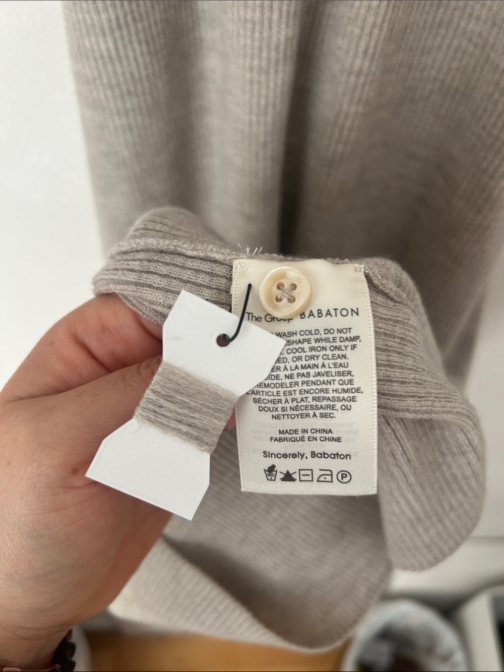 Babaton the group henley sweater dress knit bodycon belted merino sz M heathered - Picture 9 of 12